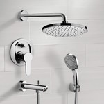 Remer TSH50 Chrome Tub and Shower Faucet With Rain Shower Head and Hand Shower